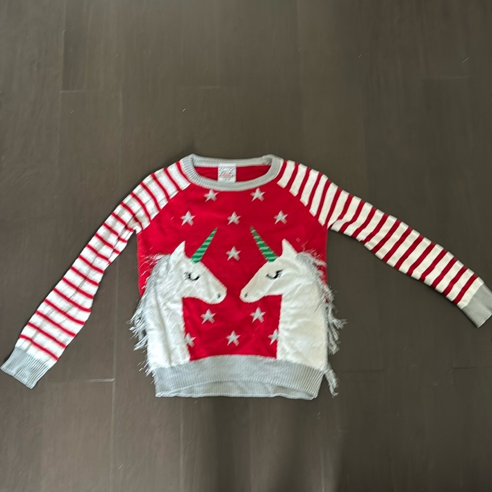 Kids unicorn holiday sweater size large 10/12